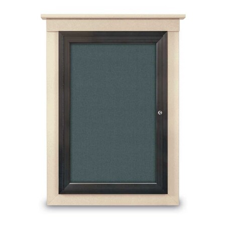 United Visual Products Single Door Enclosed Letterboard, 60"x42 UV1306TB-GOLD-BLUE